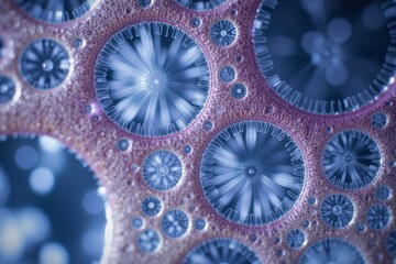 Intricate, detailed pattern of circular structures.
