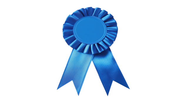 Blue Ribbon Award Rosette Badge Isolated on Transparent Background