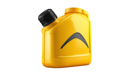 Yellow Plastic Motor Oil Container Isolated on Transparent Background