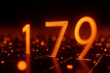 Orange glowing numbers 179 on a dark background.