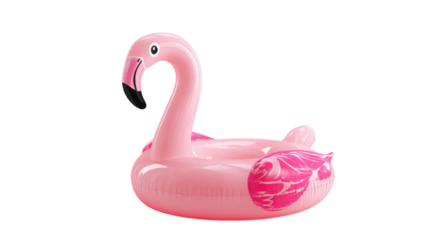Pink Flamingo Pool Float Isolated on Transparent Background