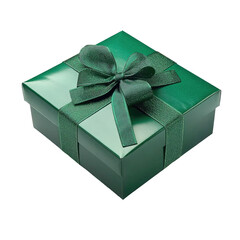 Elegant Green Gift Box isolated on a transparent background