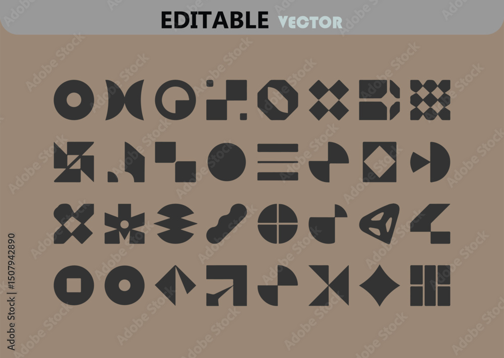 Poster collection of abstract geometric shapes in vector format for logo design and creative projects with 