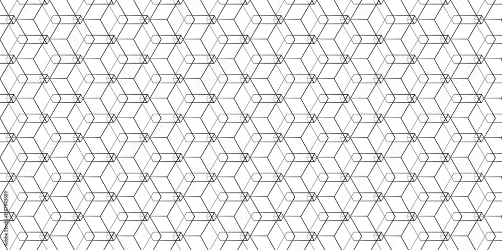 Fototapete hexagon square cube geometric pattern shapes grid metal element texture design. vector tiles gradien