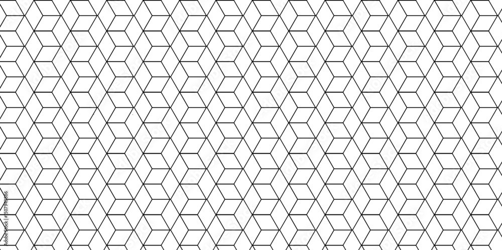 Fototapete hexagon square cube geometric pattern shapes grid metal element texture design. vector tiles gradien
