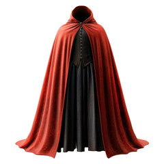 Naklejka premium Elegant Red Cloak with Black Inner Layer on Transparent Background