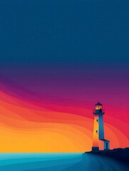 Vibrant Sunset Lighthouse Scene