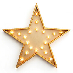 Soft gold star shaped marquee light decor