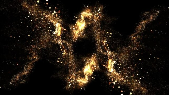 golden zigzag smooth cross lines, gold particles, gold dust, loop border transparent video, motion background