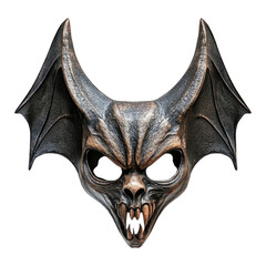 Naklejka premium Detailed Bat Creature Mask with Horns and Fiery Expression