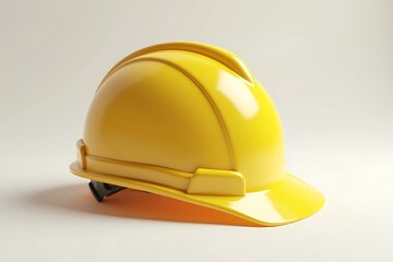 Fototapeta premium Yellow construction helmet isolated on white background in a studio setting.