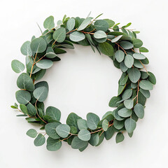 Fototapeta premium Simple eucalyptus door wreath decor