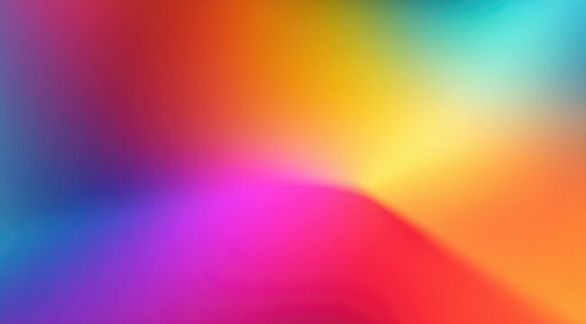 Abstract swirling blend of vibrant hues; red, orange, yellow, teal, pink, and purple shades converge in a blurred, radial gradient effect, creating a dynamic, colorful composition