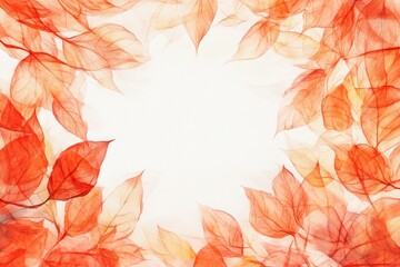 Delicate, translucent autumn leaves frame a white space