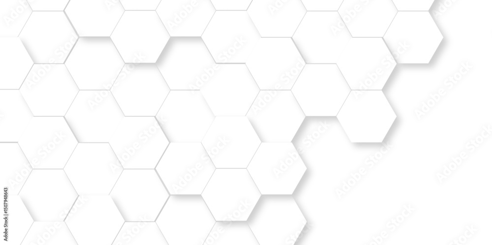 Poster abstract minimal background with white lines hexagonal structure futuristic white background and emb