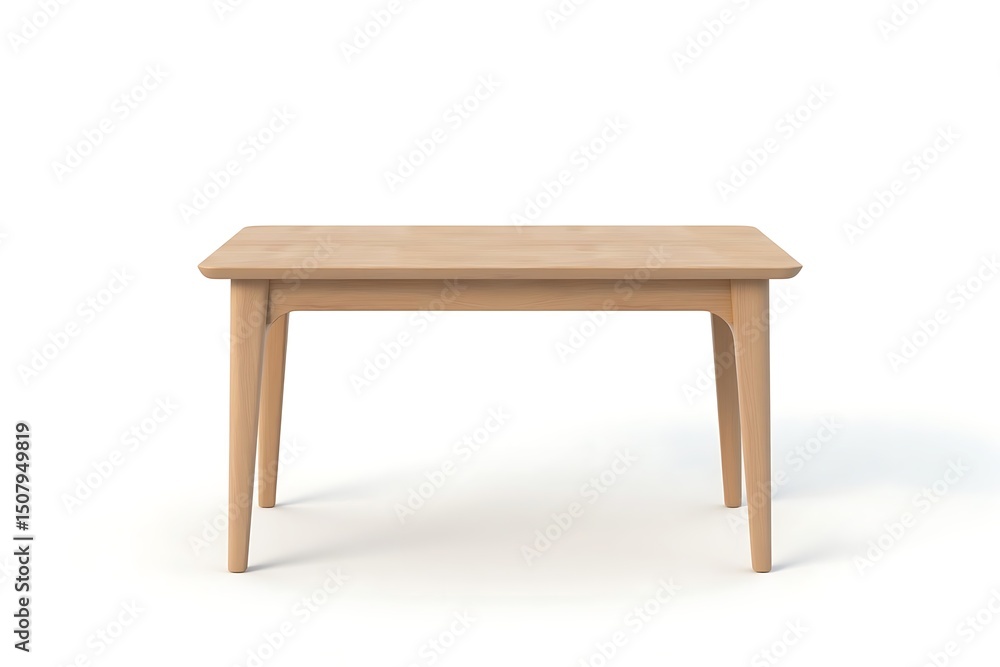 Poster wooden square table isolated on white background in a studio setting