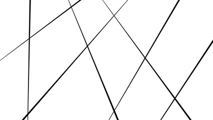 Abstract white background with random black lines, Line art striped graphic template. Vector illustration. 
