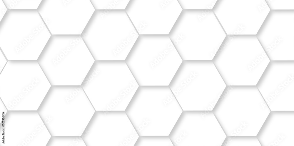 Poster abstract minimal background with white lines hexagonal structure futuristic white background and emb