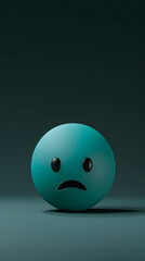 Blue expressive smiley face with a sad expression