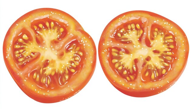 Two tomato slices, detailed