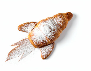 Cosmic Croissant A Pastry Rocket Ship Taking Off