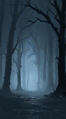spooky foggy forest
