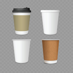 Disposable Coffee Tea Drink Cups Mockup Collection for Branding Vector
