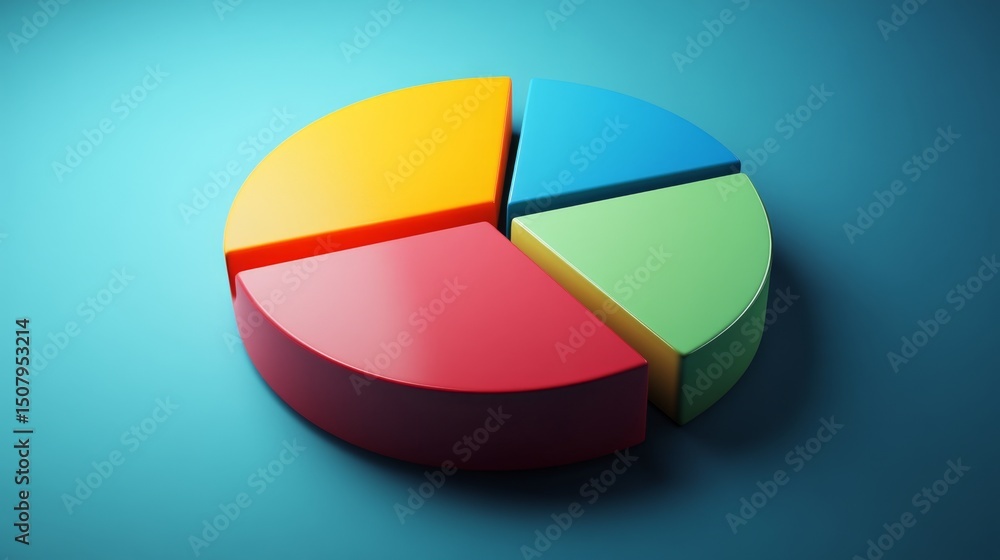 Poster matte finish d pie chart with soft lighting and subtle shadows for clean infographics