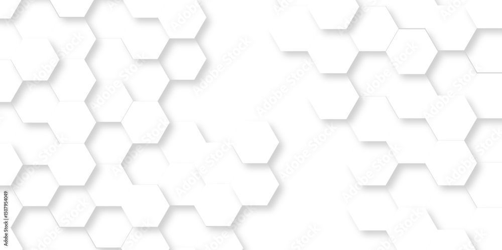 Poster abstract minimal background with white lines hexagonal structure futuristic white background and emb