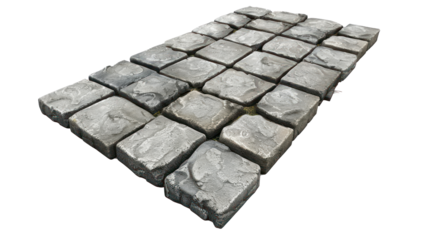 3D Pavers road top view isolate on transparency background