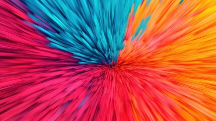 Vivid abstract burst of blue, red, pink, and orange lines radiating from the center, creating a dynamic and energetic visual effect.