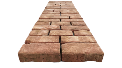 3D Brick road top view isolate on transparency background