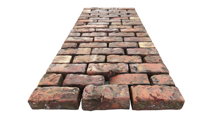 3D Brick road top view isolate on transparency background