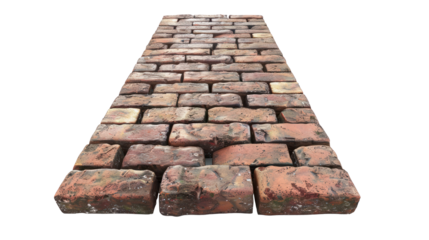 3D Brick road top view isolate on transparency background
