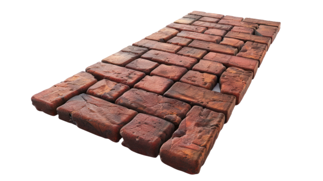 3D Brick road top view isolate on transparency background