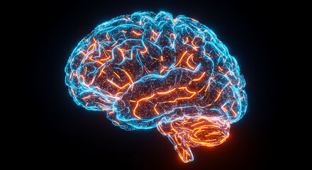 Abstract Neon Brain Structure Glowing Neural Pathways Medical Science Illustration