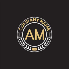 AM Emblem logo Design AB to AZ