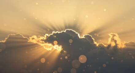 太陽光が雲間から差し込む抽象的な背景イメージ