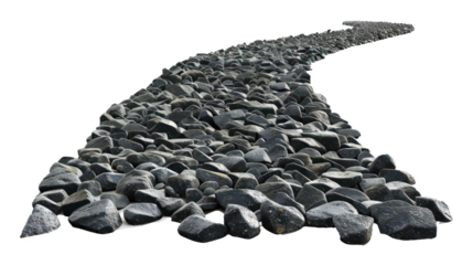 3D Gravel road top view isolate on transparency background