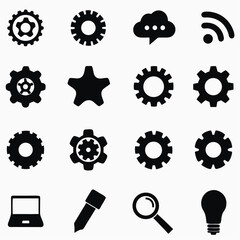 Gear icon set with cogwheel, machine vector illustration for business and industrial concepts