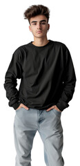 Fototapeta premium PNG Teenager long sleeve streetwear sweatshirt portrait sweater.