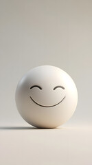 Fototapeta premium A spherical sculpture with a cheerful smiling expression, set against a neutral background.