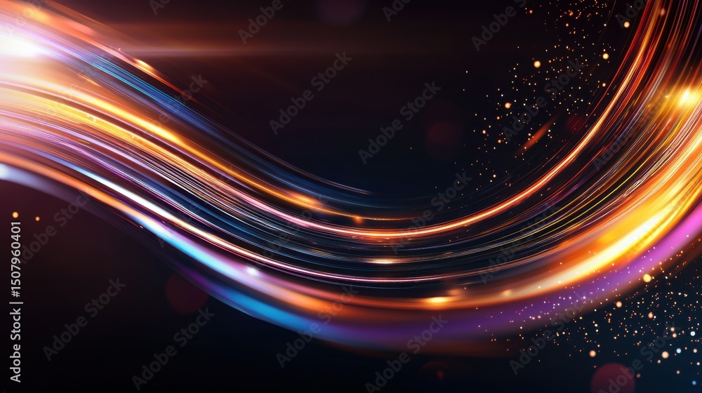 Poster an abstract and futuristic image depicting a microchip like structure against a dark backdrop with b