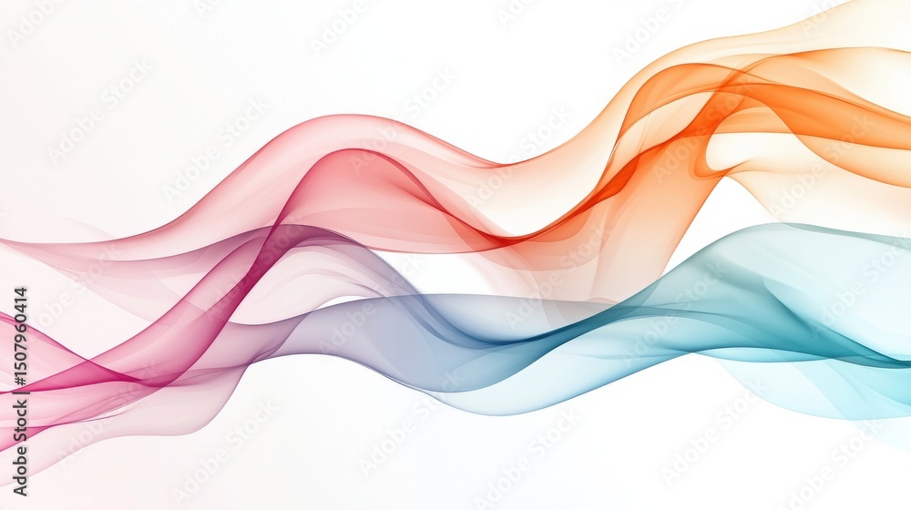 Aufkleber an abstract digital artwork featuring fluid graceful waves of vibrant pastel colors that flow and da