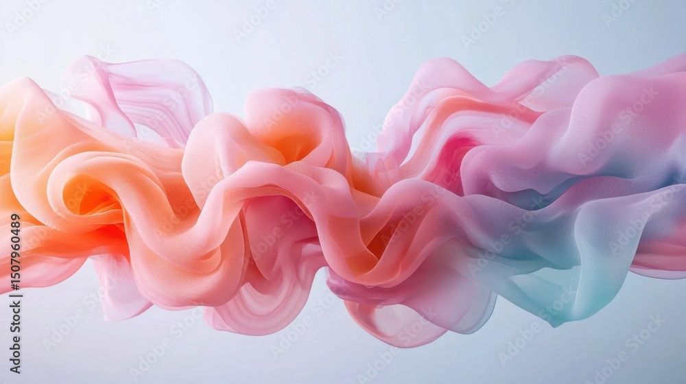 Aufkleber delicate ethereal pastel fabric with soft flowing abstract patterns and gentle movement evoking a se