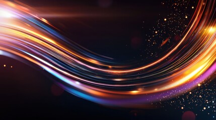 Obraz premium An abstract and futuristic image depicting a microchip like structure against a dark backdrop with beams of vibrant energy like light flowing and interacting in a dynamic digital landscape