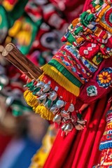 Vibrant colorful dance costume detail