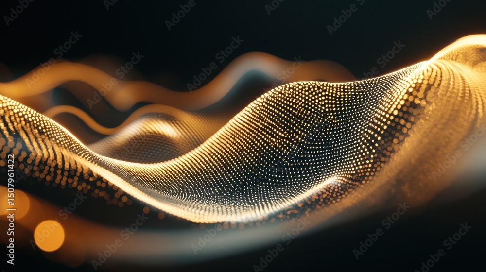 Poster captivating abstract digital landscape featuring dynamic shimmering waves and flowing patterns in a 