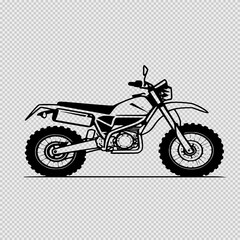 Fototapeta premium Minimalist Black and White Line Logo of a Dakar Rally Motorcycle, Featuring High Fender and Navigation Tower, Clean Pastel Aesthetic on White Background