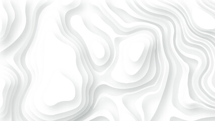 Papercut on white contours topography stylized height of the lines. Ultra wide. Map on land terrain Illustration.
